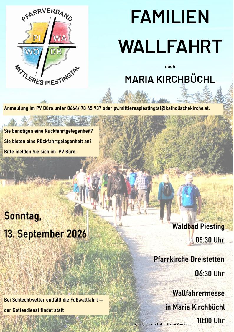 Familienwallfahrt nach Maria Kirchbüchl – 2026