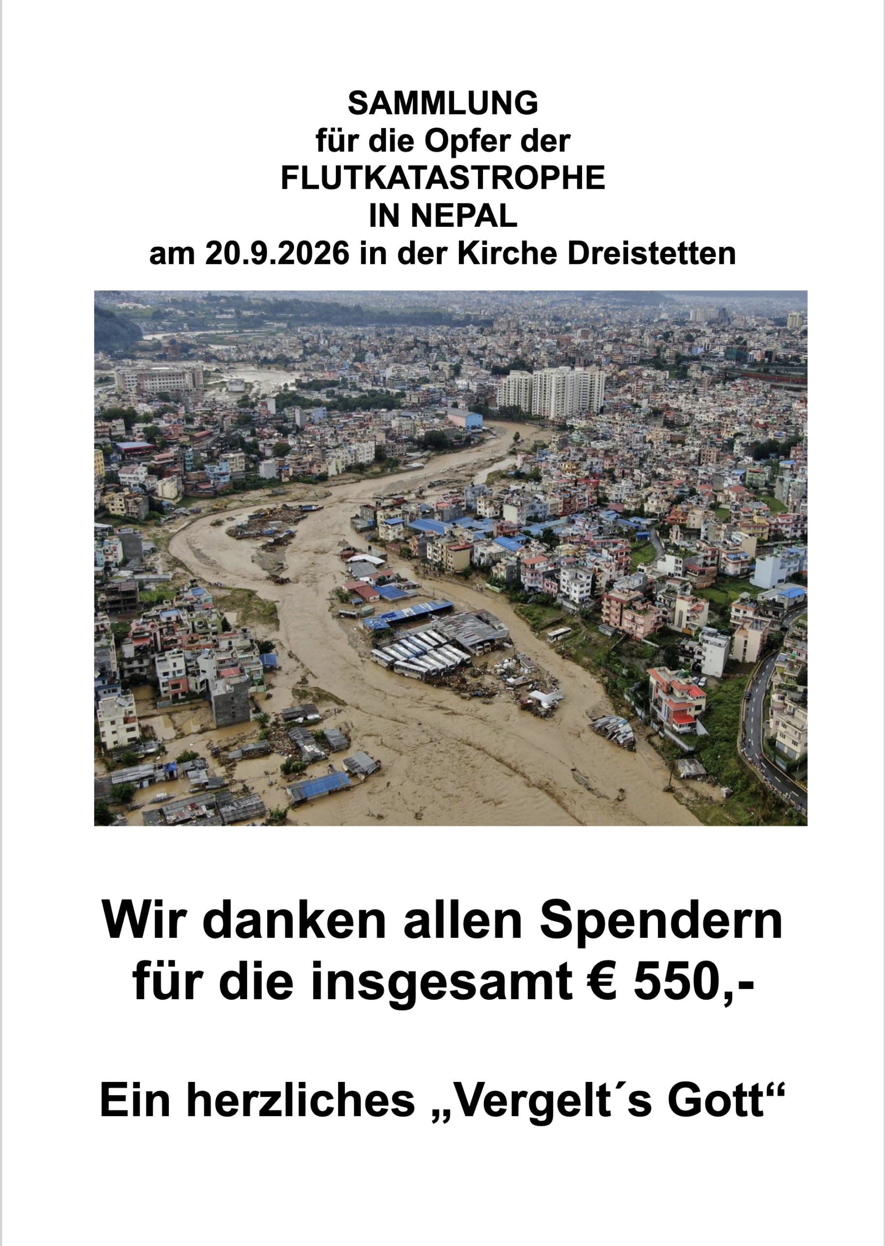Sammlung für die Opfer der Flutkatastrophe in Nepal